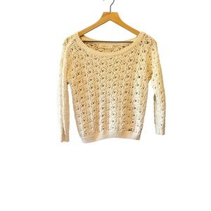 Abercrombie & Fitch Womens‎ Cream Crochet Knit Sweater Long Sleeve Size M